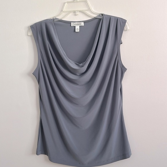 Cowl neck dressy tank by Dress Barn in grey, size M - Picture 1 of 4